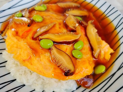 干し椎茸のかに玉餡掛け丼